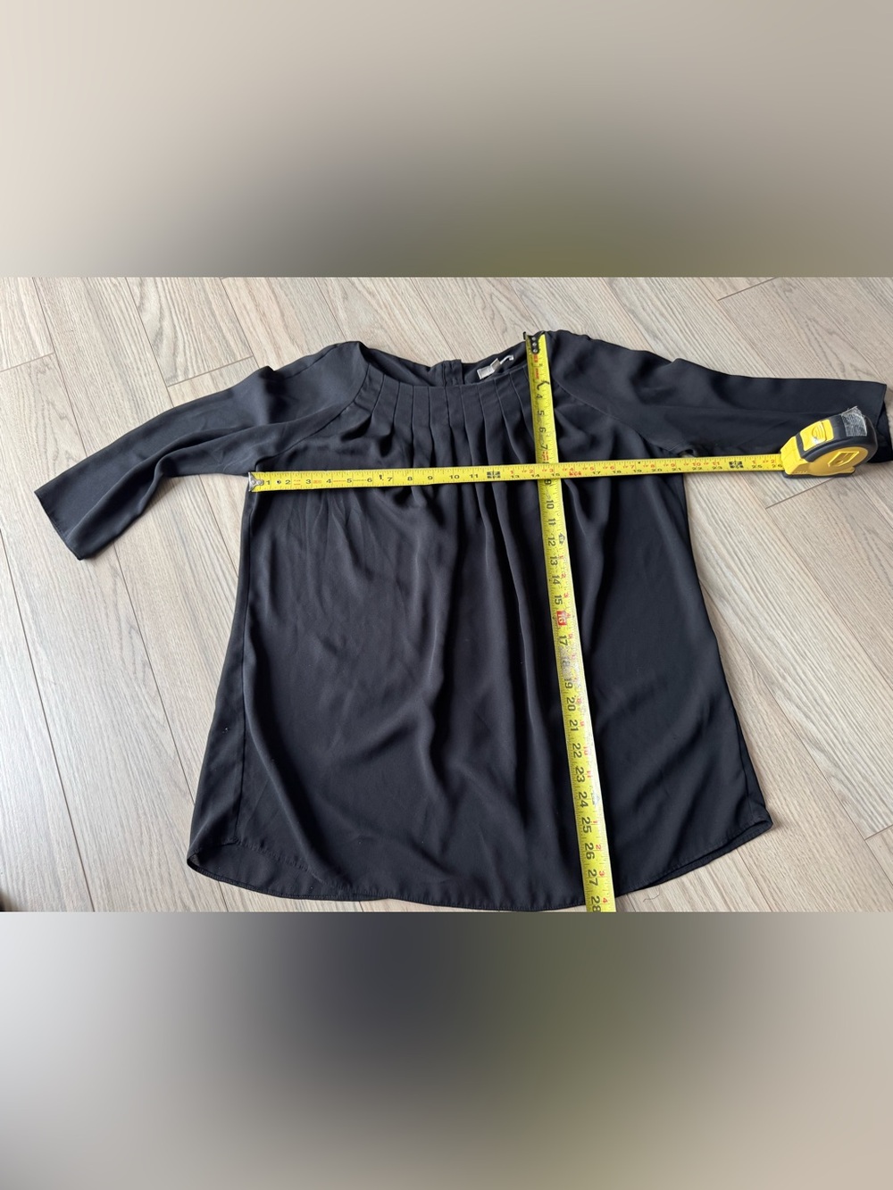 Black blouse w/pleated neckline